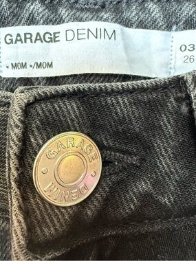 Garage Black Denim Mom Jeans with Gold Button